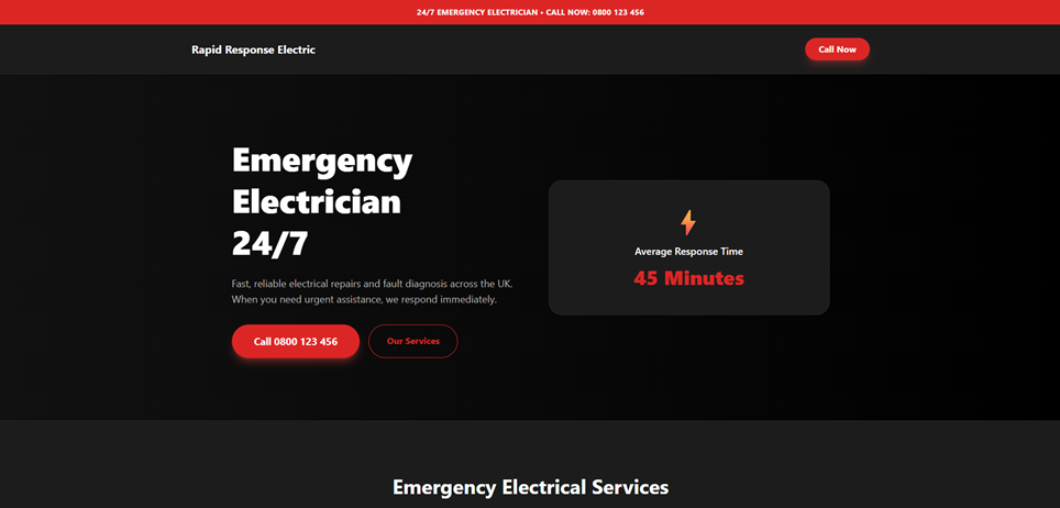 Rapid Response Electric website preview